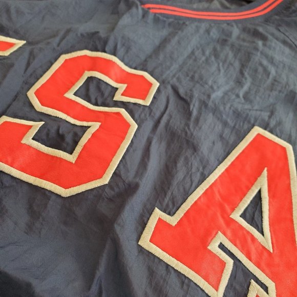 VTG Men Large Pro Spirit USA Embroidered Patch Pullover VNeck Windbreaker Jacket - Picture 3 of 6